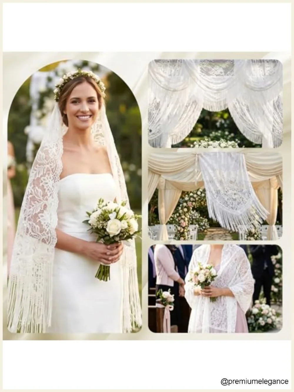 Lace Shawl 2 Pack Sheer Evening Scarf with Fringe for Women